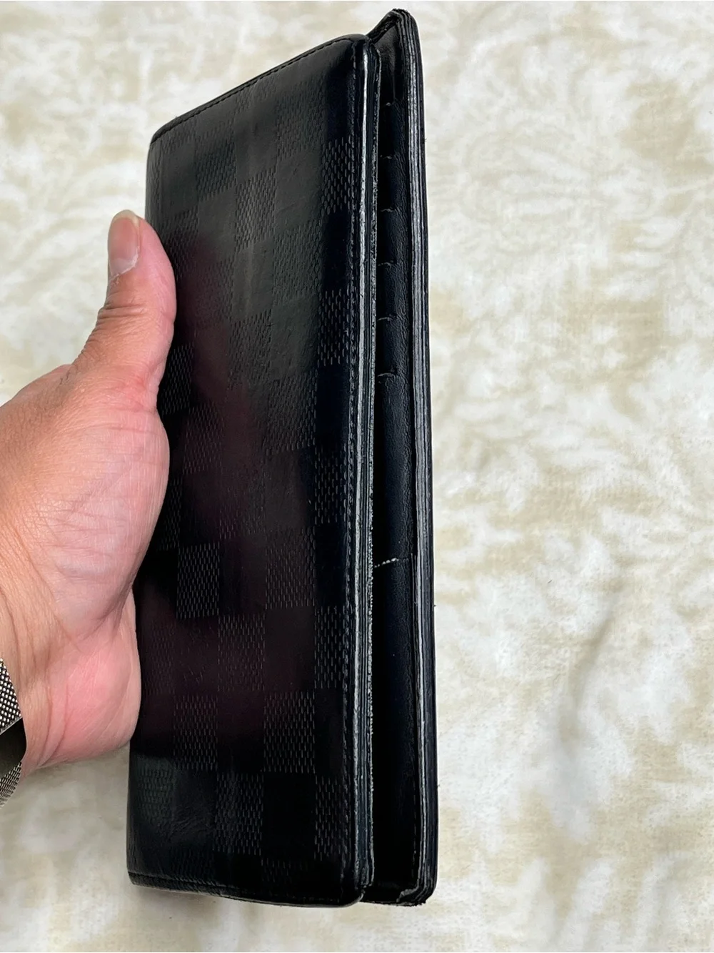 Louis Vuitton Damier Infini Black Leather Long Wallet Checkbook Wallet